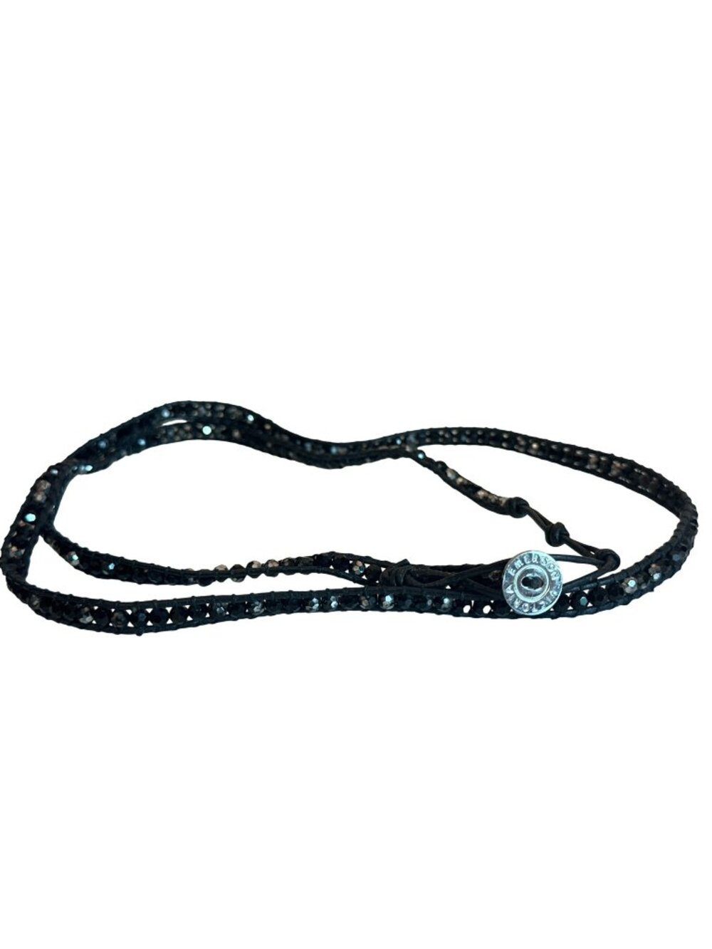 Victoria Emerson Black Crystal Wrap Bracelet Adjustable Closure 36" Elegant